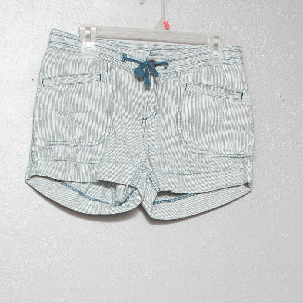 North face blue green white striped linen shorts